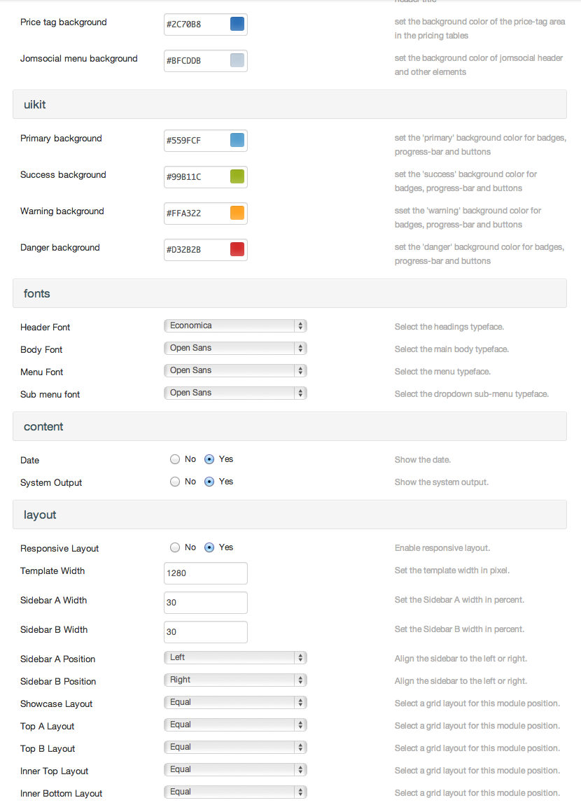 admin options